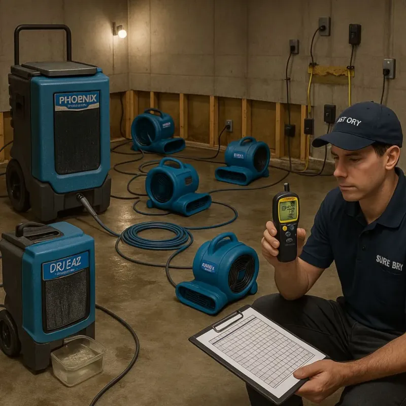 Structural Drying and Dehumidification process in Frenchtown, NJ